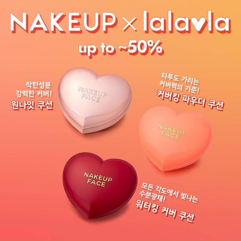 Phấn nước Nakeup Face cushion heart vỏ trái tim kèm lõi