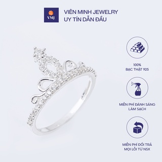 Nhẫn bạc nữ vmj, nhẫn nữ bạc 925 cao cấp, nhẫn bạc 925 vương miện sáng đẹp - vmj41