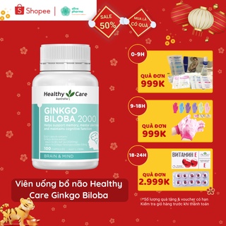 Viên Uống Bổ Não Healthy Care Ginkgo Biloba 2000 Úc 100 viên Mẫu Mới Date Xa – Hỗ Trợ Lưu Thông Tuần Hoàn Máu Não