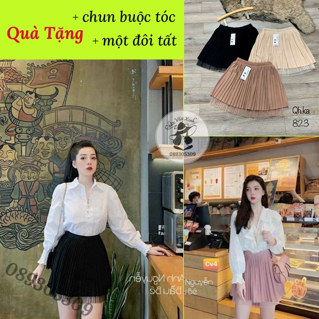 Chân Váy Xếp Ly Chân Ren Siêu Cấp..099..Cao Cấp { Bán Sỉ }