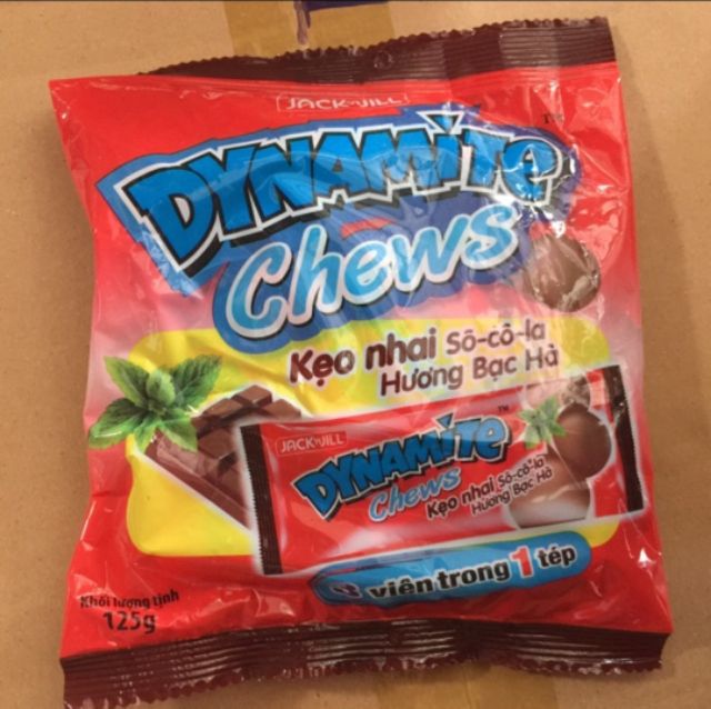 Combo 5 túi Kẹo 3 viên dynamite chew  nhai sô cô la hương bạc hà, túi 3 viên