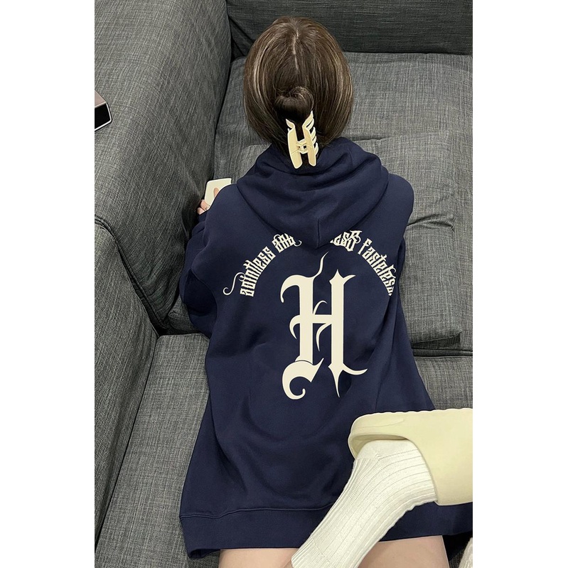 NRVP Áo Khoác Hoodie Tay Dài Dáng Rộng In Họa Tiết Phong Cách Hàn Quốc Dành Cho Nam Nữ