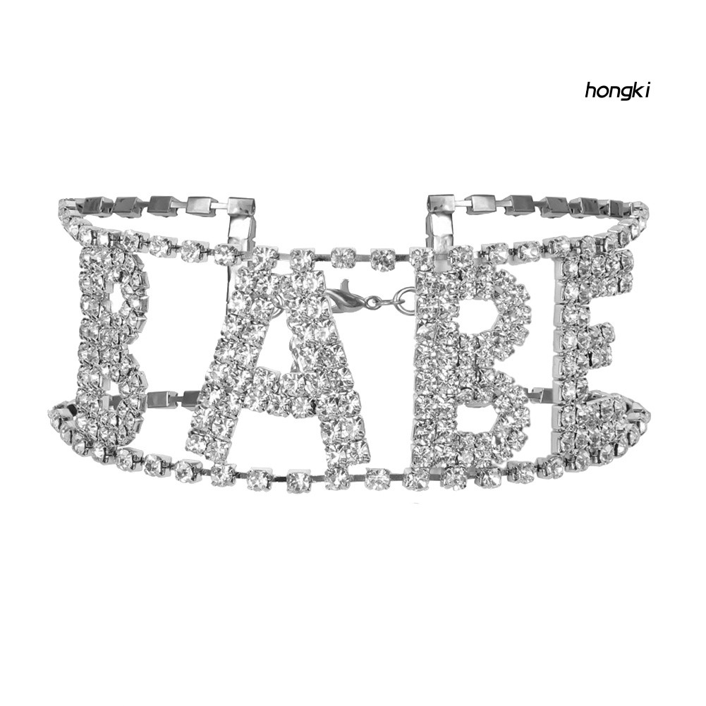 Vòng cổ hợp kim mặt chữ đính đá thời trang cho nữ