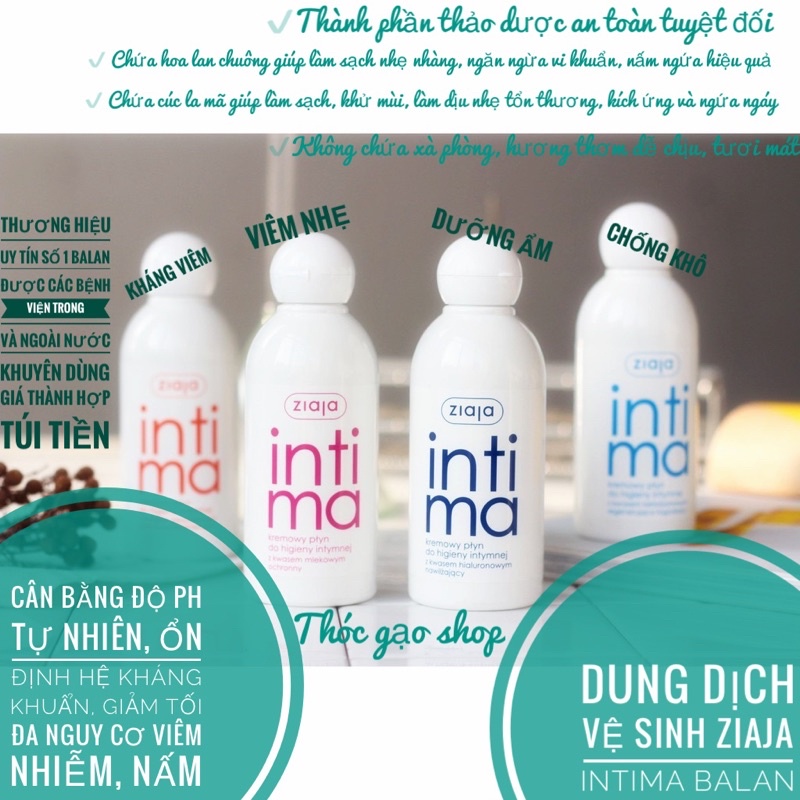 Dung dịch vệ sinh Ziaja Intima 200ml đủ màu nội địa Ba Lan