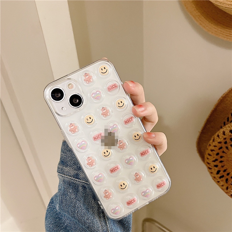 Ốp lưng iphone Ốp Điện Thoại Trong Suốt Hình Mặt Cười Cho iphone13 14proPromax 678plus 6/6splus/7/7plus/8/8plus/x/xr/xs/11/14pro/13/pro/max/plus/promax Dinuo case