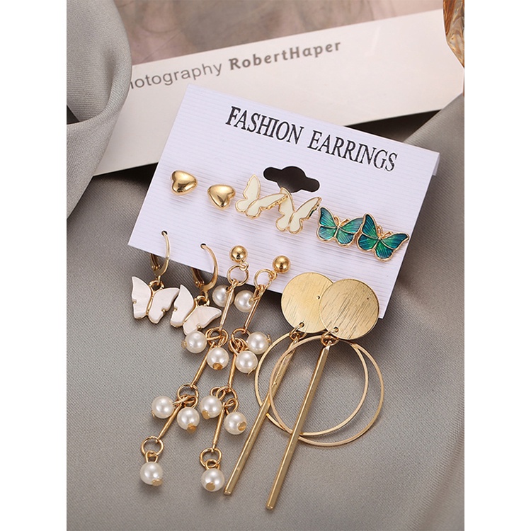 Bông Tai Tua Rua Hình Bướm Và Ngọc Trai JP5