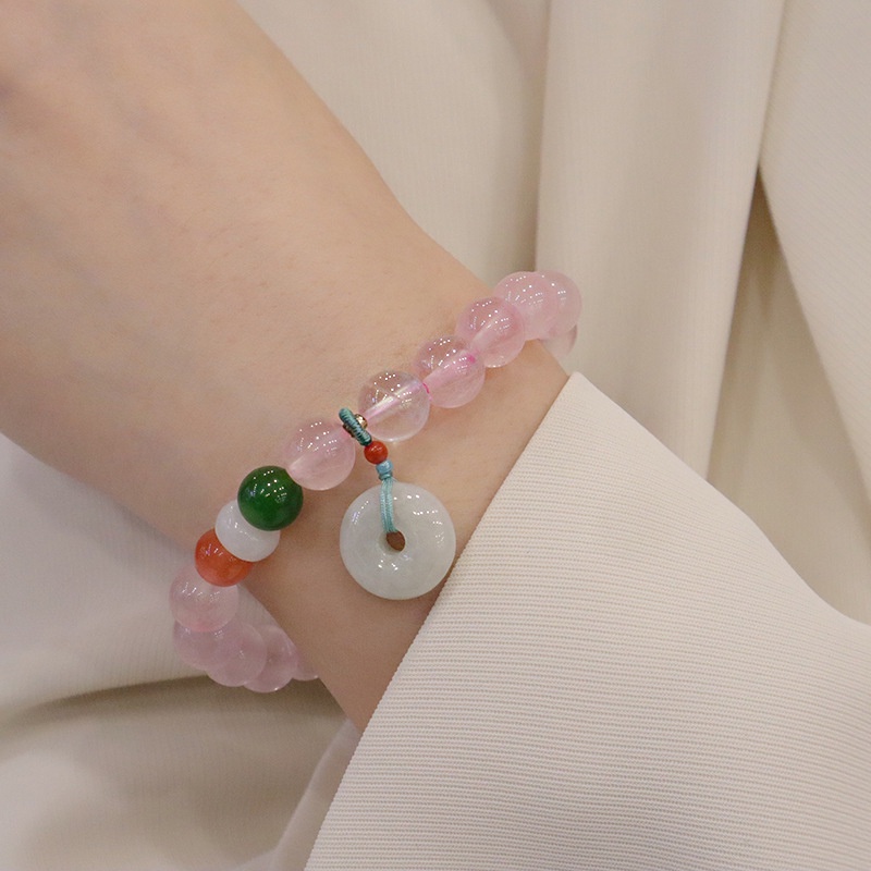 [Hàng Mới] Vòng Đeo Tay Thiết Kế Đính Pha Lê Hồng An Toàn Cho Nữ