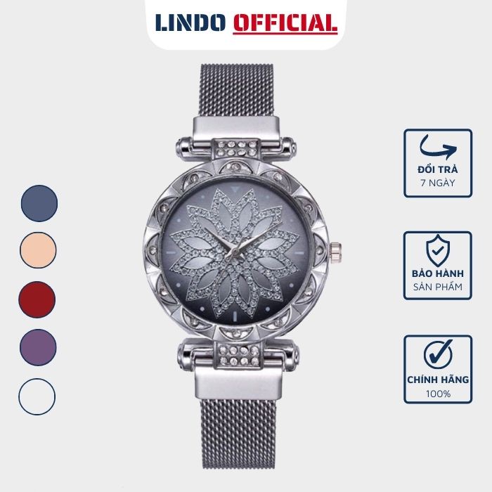 Đồng hồ nữ D-ZINER mặt tròn dây thép lưới thời trang chính hãng cao cấp NT22 - LINDO