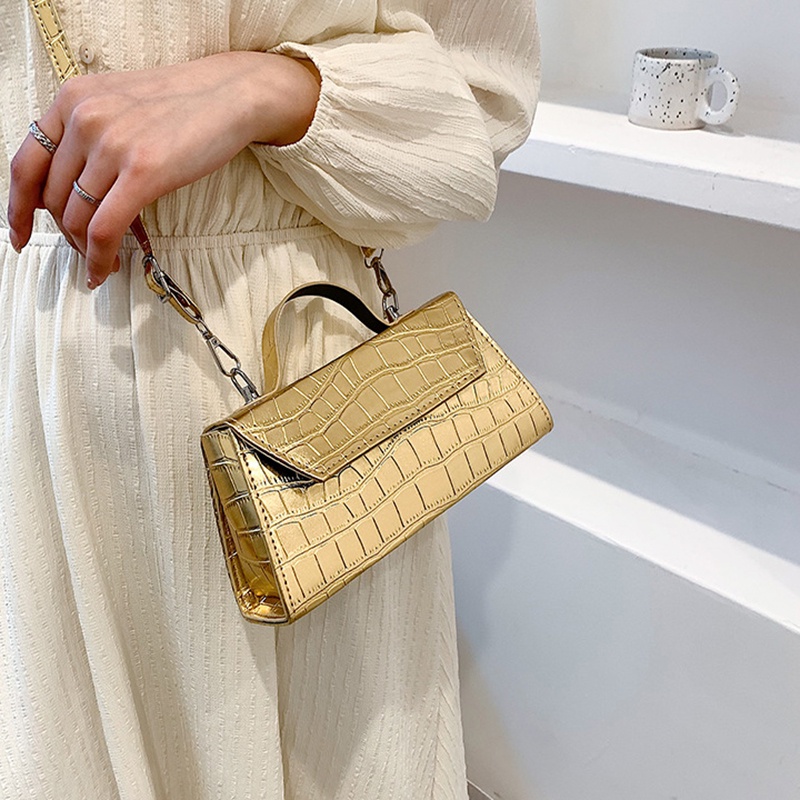 IELGY Túi Đeo Chéo Dáng Vuông Nhỏ Vân Da Cá Sấu Đơn Giản Thời Trang Cho Nữ