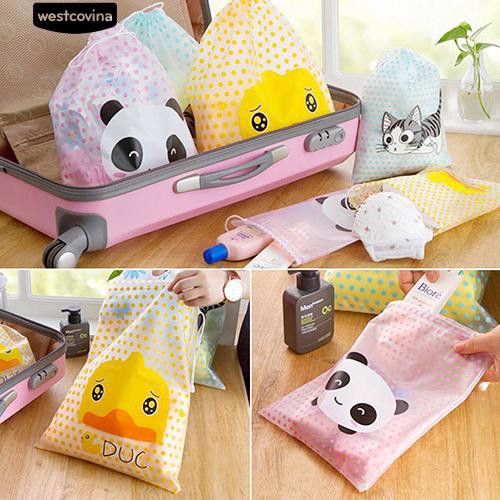 Túi PVC nhỏ có dây rút họa tiết hoạt hình xinh xắn dùng đựng đồ vật nhỏ tiện dụng