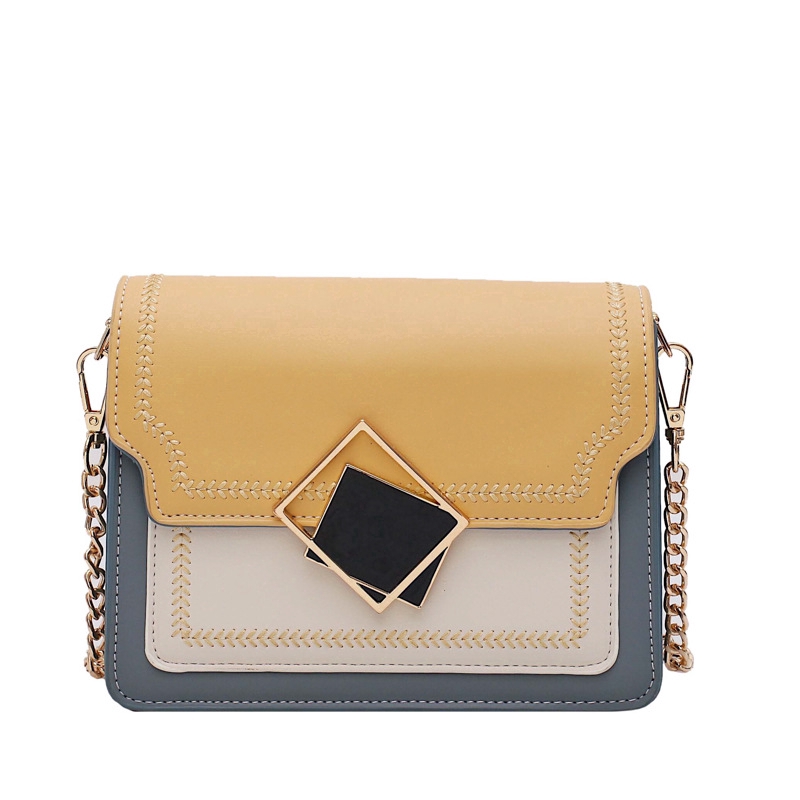 Túi Đeo Chéo Da PU Dáng Vuông Nhỏ Màu Tương Phản Phong Cách Phương Tây Dễ Phối Đồ Thời Trang Cho Nữ