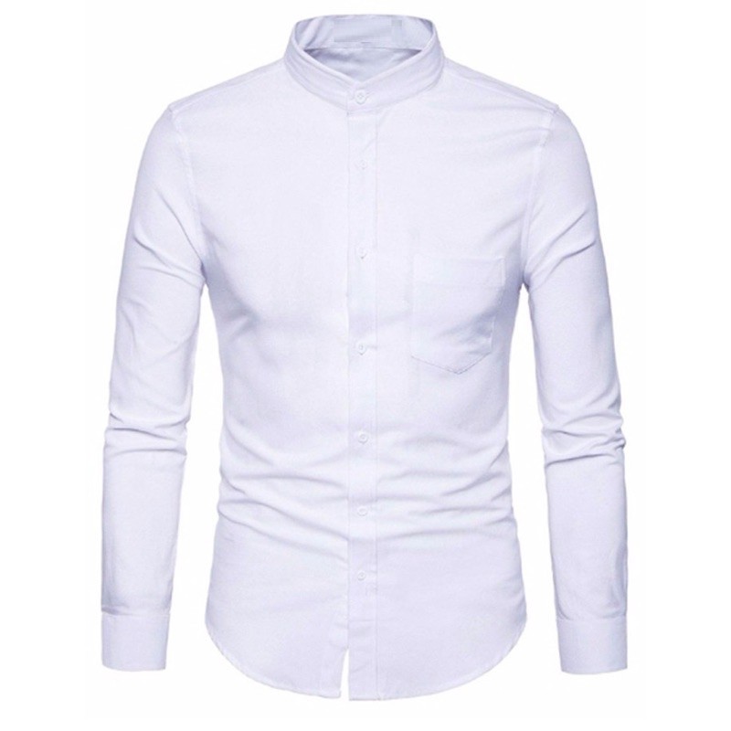 Áo sơ mi nam - Áo sơ mi cổ trụ nhiều màu - Vải dày dặn 100% cotton mát