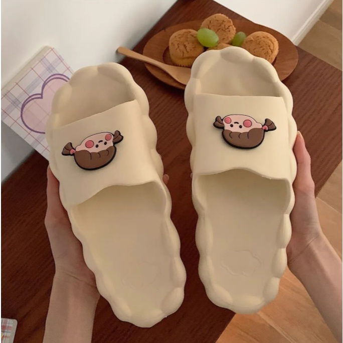 Dép đi trong nhà đế dày chống trượt họa tiết đám mây dễ thương cho nữ