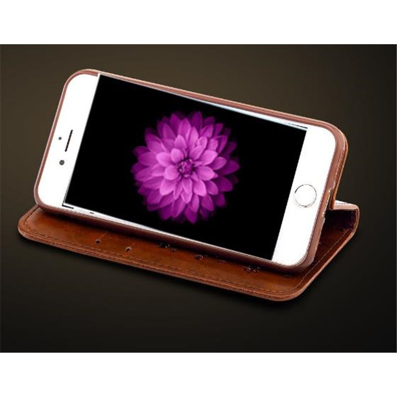 Bao da điện thoại kiêm ví tiền họa tiết dập nổi cổ điển Retro dành cho iPhone X 7 6S Plus Samsung S6/S7
