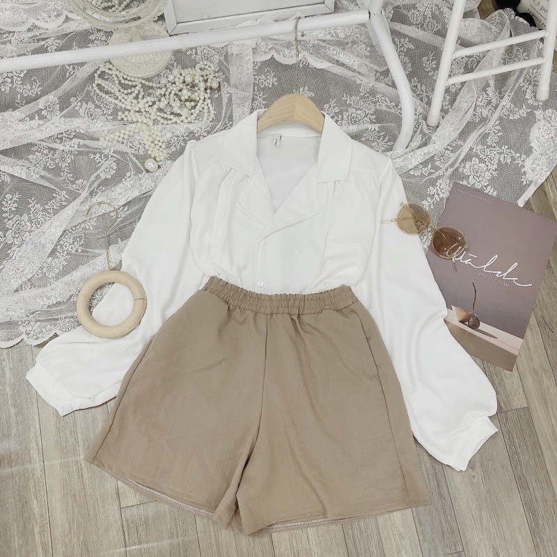 set áo vest đũi nhăn xịn