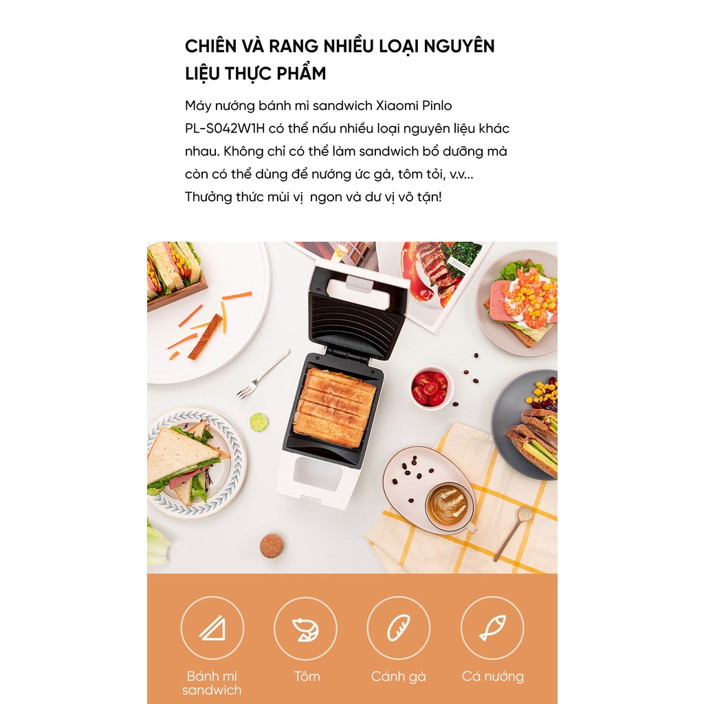 Máy nướng bánh mì sandwich Xiaomi Pinlo PL-S042W1H