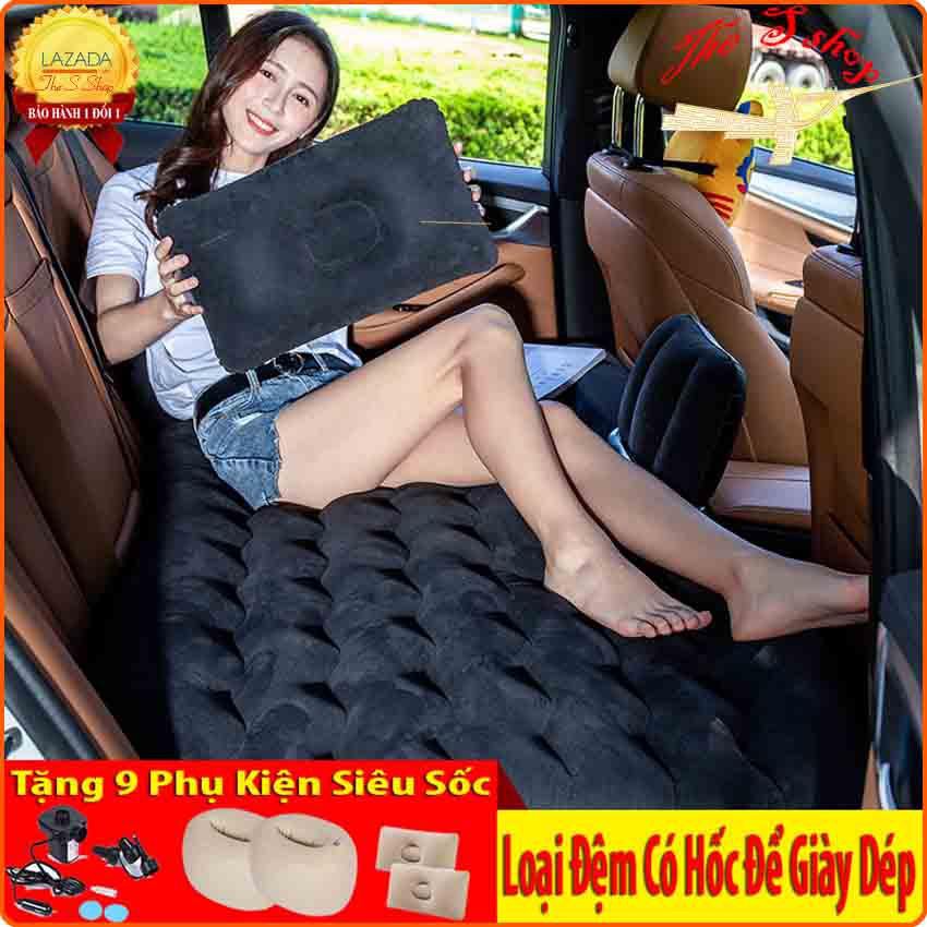 Đệm hơi ô tô cao cấp, giường đệm thông minh cho xe hơi-Tặng bộ 2 gối cao cấp và bơm điện, miếng vá dự phòng