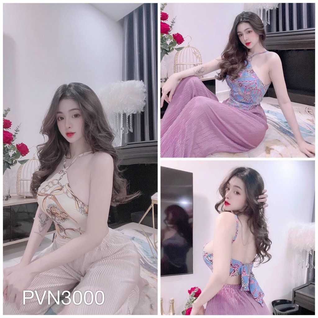 Set quần dập li áo cột
