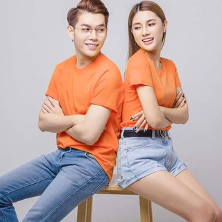 Áo thun trơn áo phông cotton unisex nam nữ vải dầy mịn đẹp không xù lông màu cam