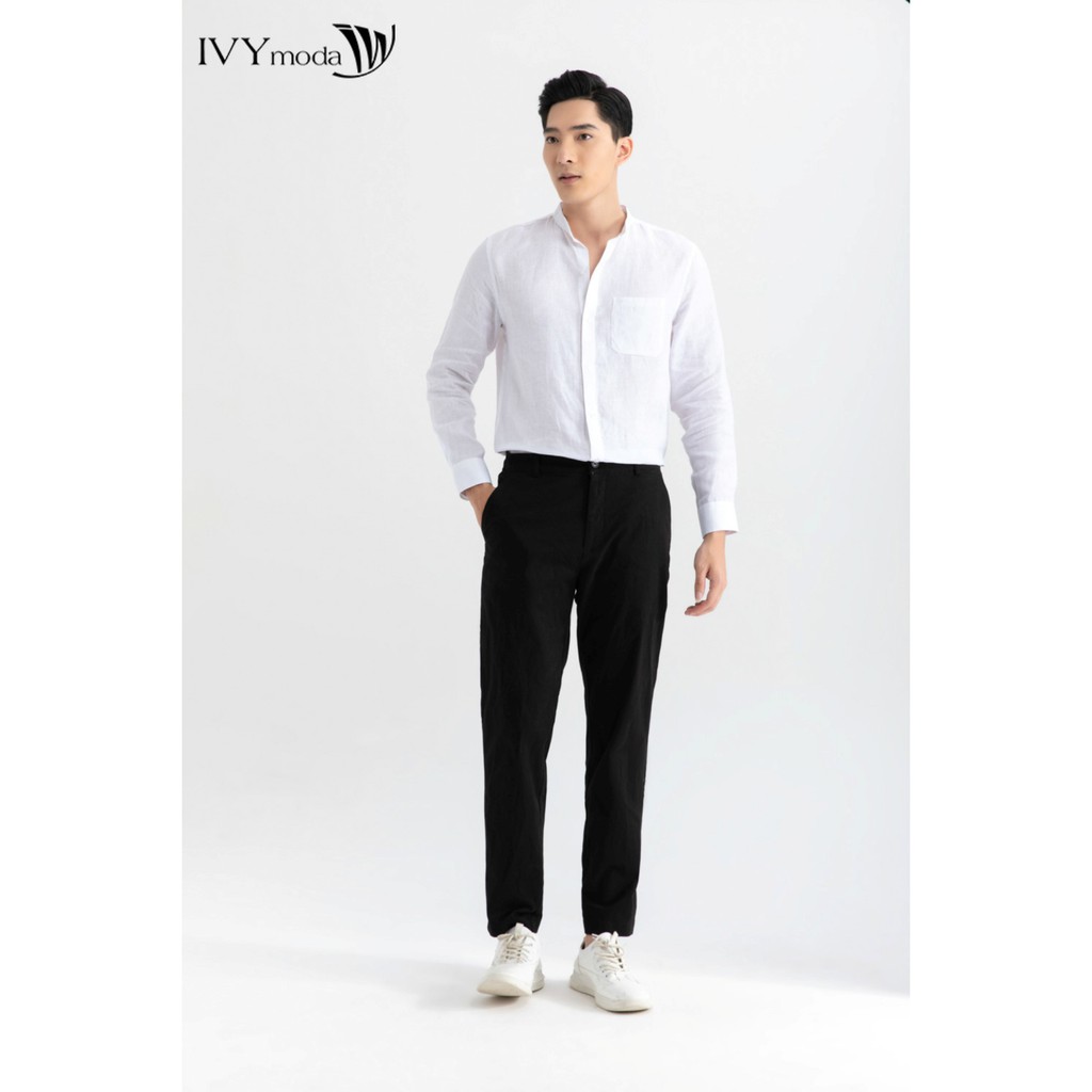 Áo sơ mi đũi nam dáng regular fit thiết kế IVY moda MS 17E2878