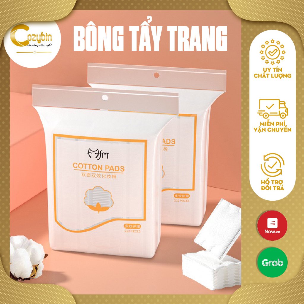 Bông Tẩy Trang Cotton Pads 3 lớp túi 222 miếng loại cao cấp 100% cotton CozyBin