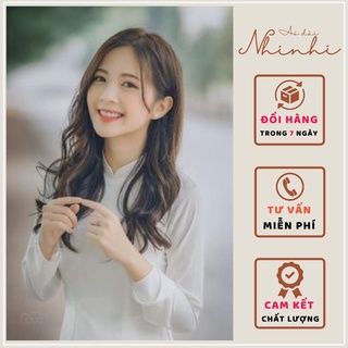 Áo dài trắng học sinh đi học, áo dài nữ sinh NHINHI lụa Mỹ