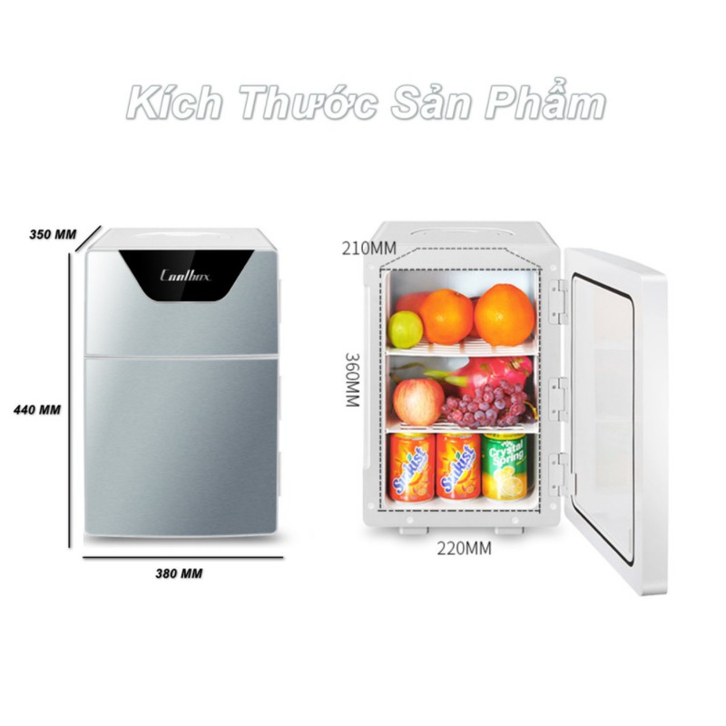 Tủ lạnh MINI 2 ngăn Silver CoolBox 20L (220v/12v) (-4 đến 28 độ)