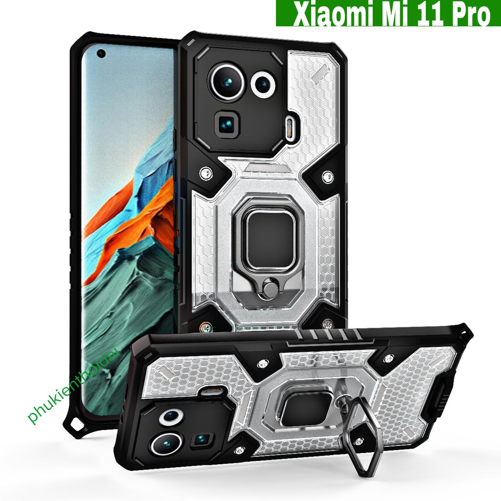 Ốp lưng Xiaomi 11 Pro vân tổ Ong Iring không gian mới chống sốc giá đỡ