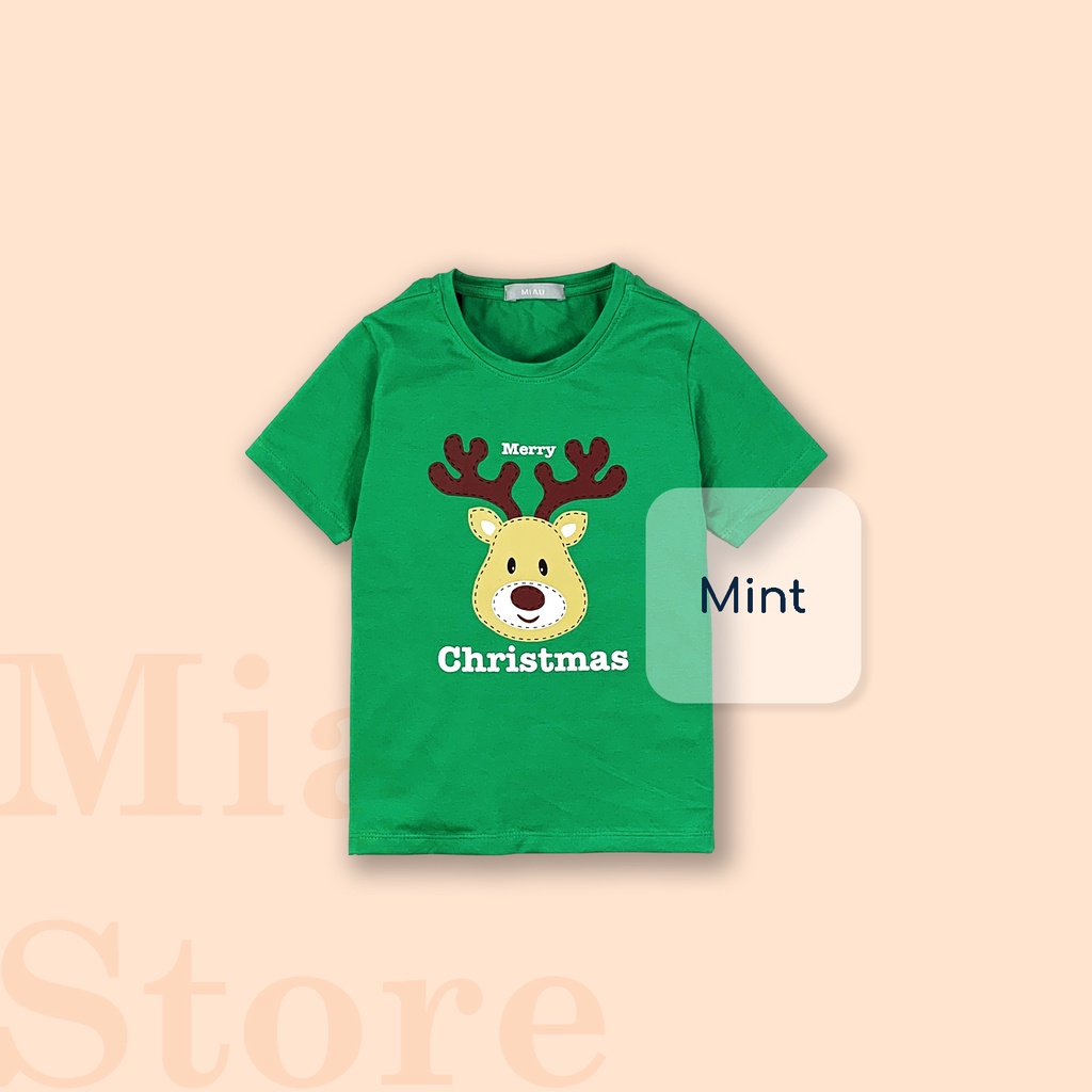 Áo Phông Cho Bé In Hình Chú Tuần Lộc Dễ Thương cho bé chơi Noel, Thun Cotton Dày Mịn Thoáng Mát Cho Bé Đến 55Kg