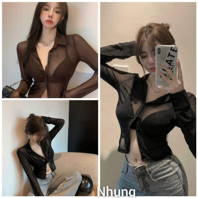 Áo tơ mỏng dài tay hàng QC