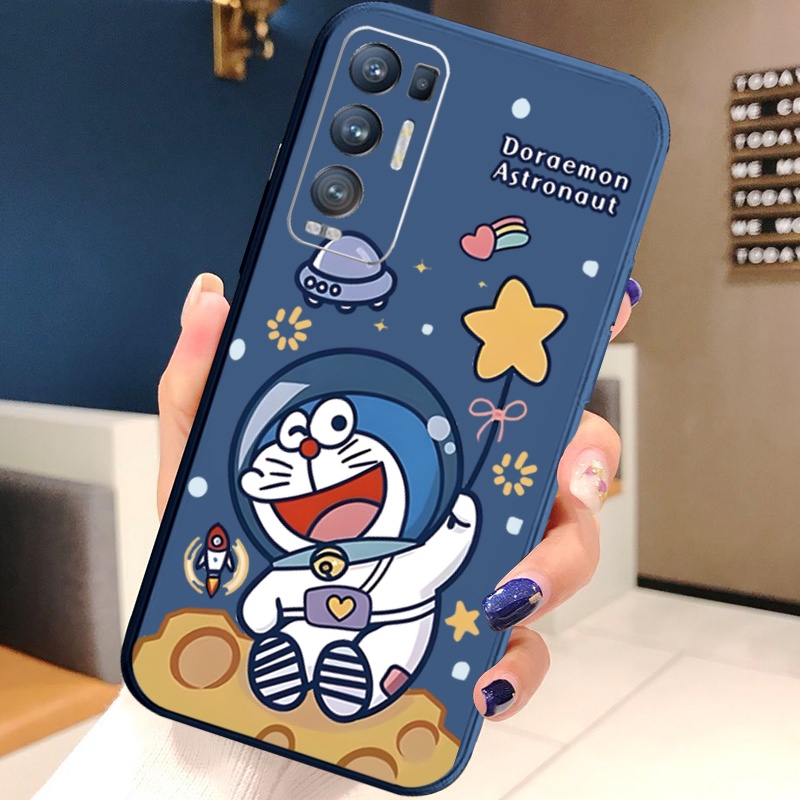 Ốp Điện Thoại Cạnh Vuông In Hình Doraemon/Phi Hành Gia Cho OPPO Reno6 Z 5G Reno 5 Pro 4 3 Reno2 Z F A95 5G A76 A96 4G