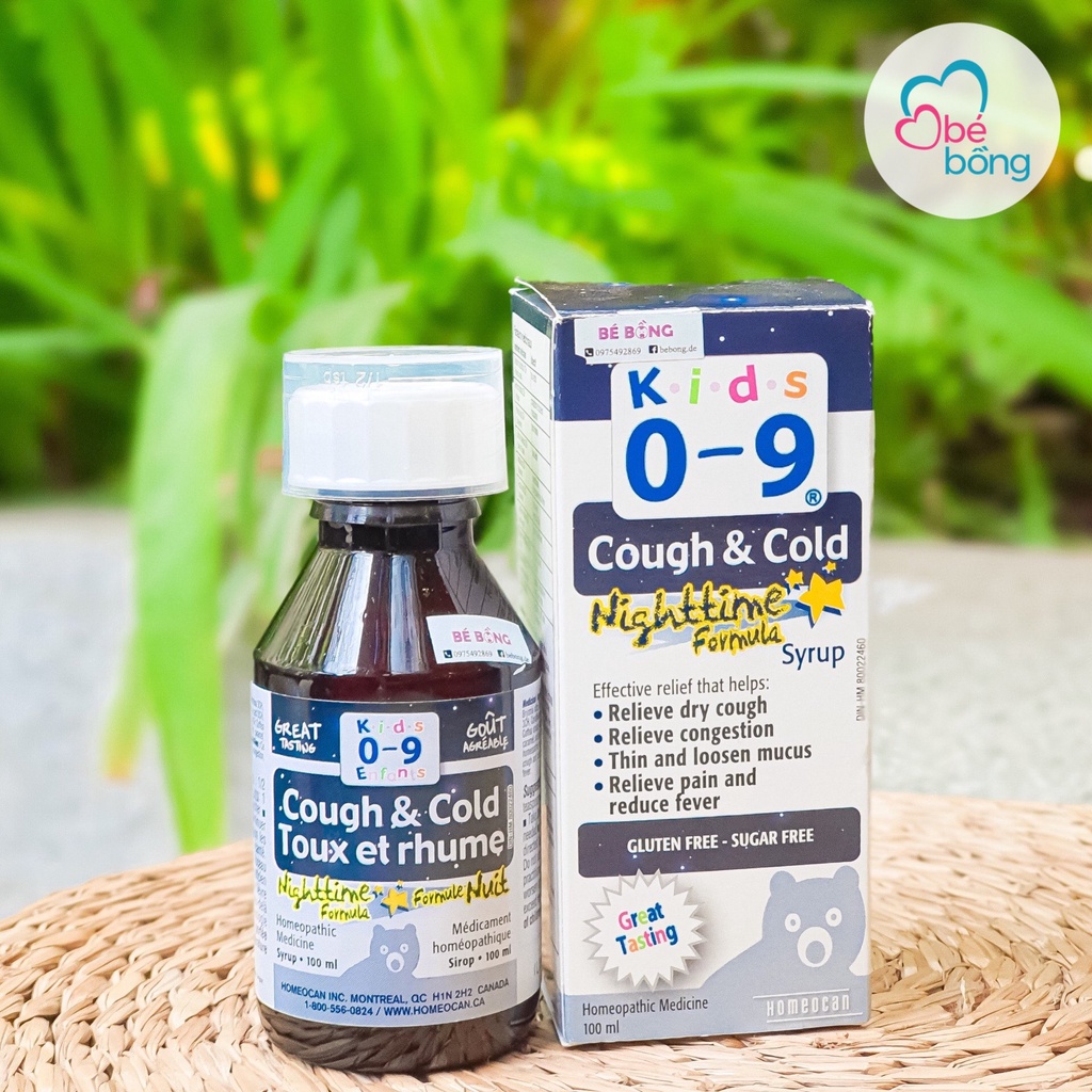 Siro Cough &amp; Cold Homeocan Canada đêm (trẻ từ 0 - 9 tuổi)