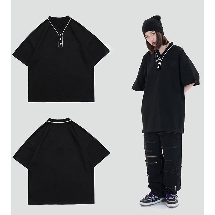 (THIẾT KẾ CHẤT LƯỢNG) ÁO THUN CỔ V BASIC NĂNG ĐỘNG UNISEX FORM RỘNG | BigBuy360 - bigbuy360.vn