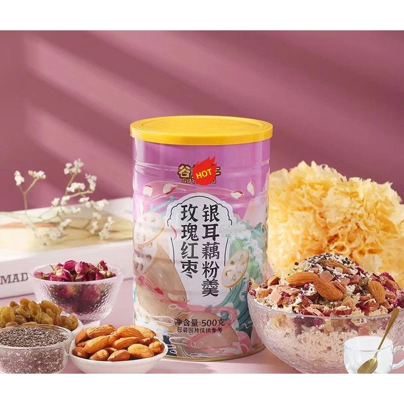 Bột Củ Sen Hoa Hồng Collagen Nấm Tuyết Hộp 500g G1