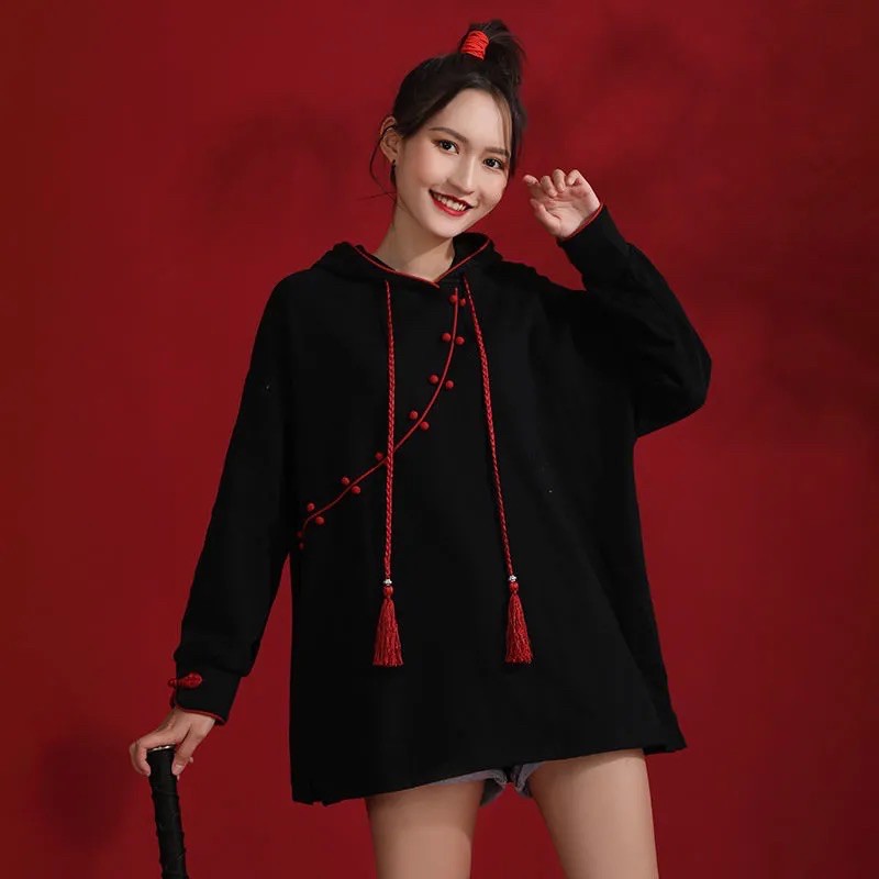 [ Sẵn ] Áo hoodie cổ cách tân phong cách Trung Hoa  🧧 (2 ảnh thật cuối)