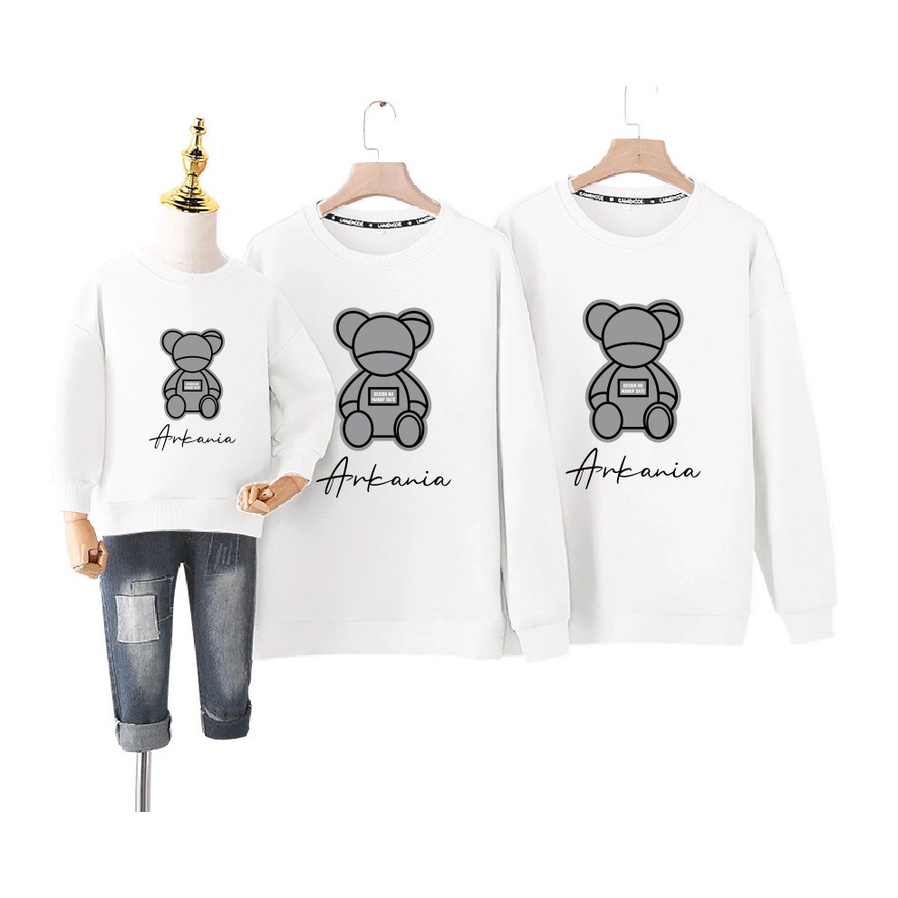 Áo Sweater Gia đình Familylove - Mẫu Áo Sweater Family Hình Gấu Chất Nỉ Da Cá Cotton 100% - 3 Màu Trắng - Đỏ - Vàng Be