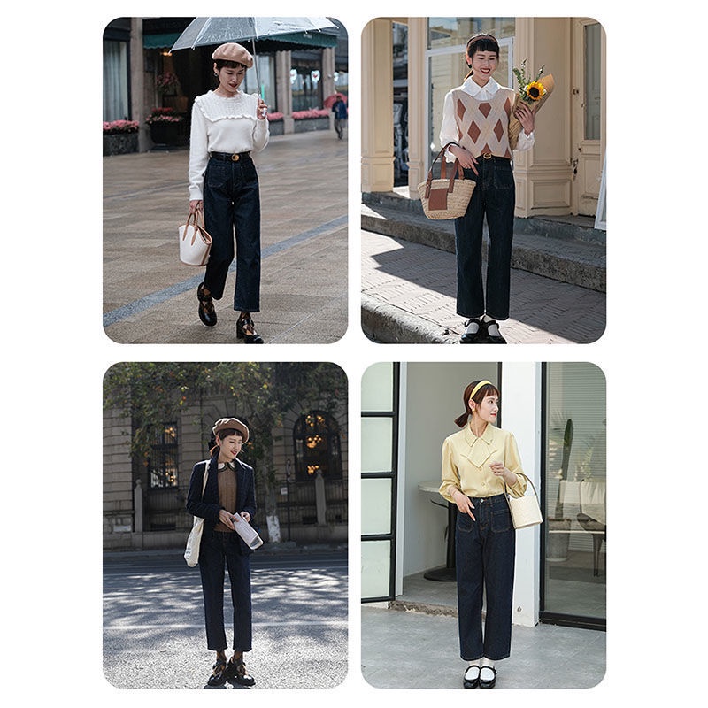 Quần dài lưng cao dáng rộng thiết kế mới thời trang theo phong cách pháp