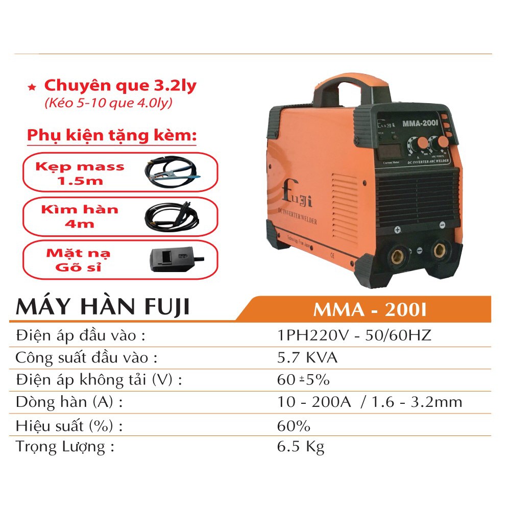 MÁY HÀN QUE ĐIỆN TỬ MINI FUJI MMA- 200I - Hàng Chính Hãng 100%