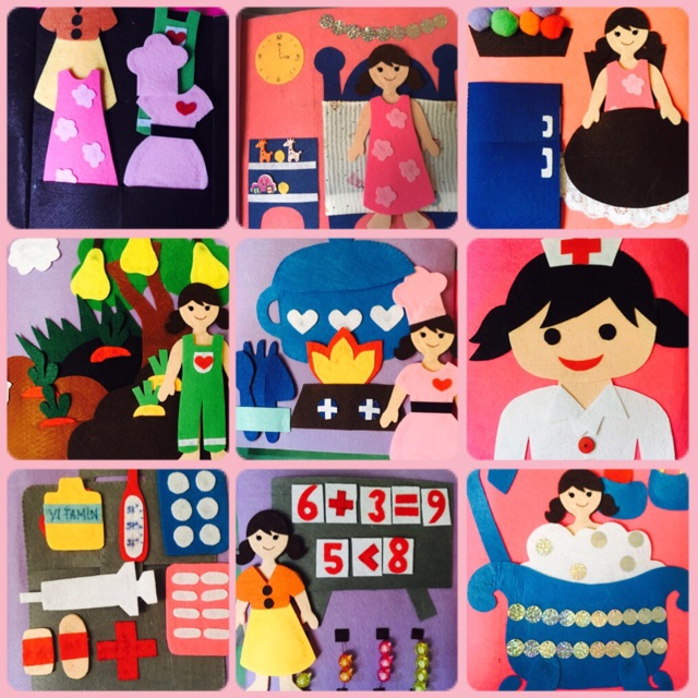 Sách vải handmade chủ đề cuộc sống hàng ngày ( hình thật)