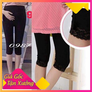 Quần bầu lửng chân ren shopanhthu-ĐA460 chất cotton co giãn siêu mát có chun điều chỉnh freesize (40-65kg)