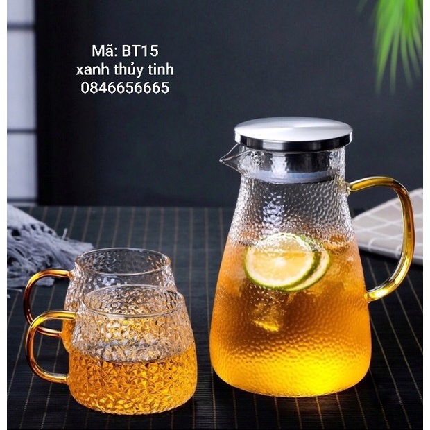 Bình thuỷ tinh sần quai vàng 1,6 - 1,9lít