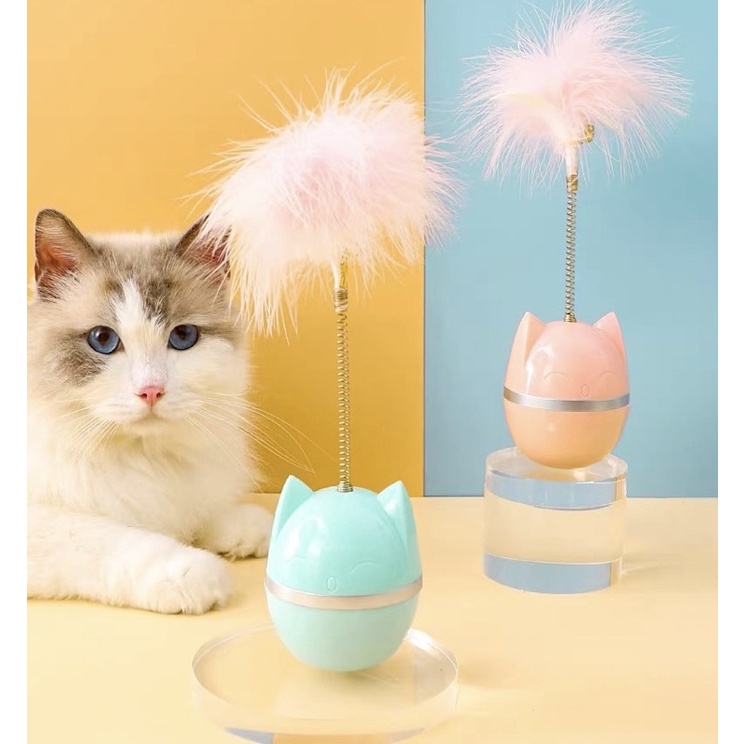 đồ chơi hình mèo lật đật lông vũ