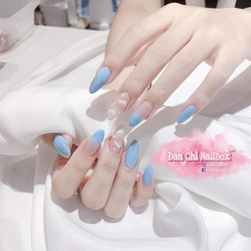 NailBox móng úp thiết kế sẵn Mẫu Màu Xanh Mây