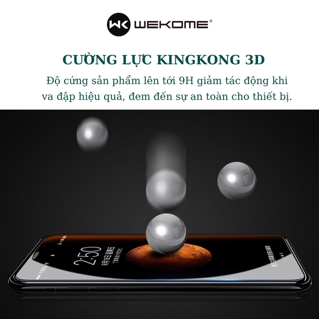 Kính cường lực các dòng iphone tự dán WEKOME KingKong3d chính hãng, miếng dán màn hình điện thoại ip trong suốt full màn