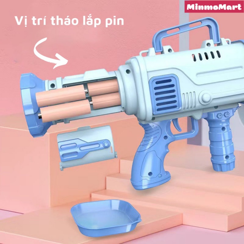 Súng bắn bong bóng xà phòng MinMo,súng phun bong bóng 32 nòng nhiều màu an toàn cho bé