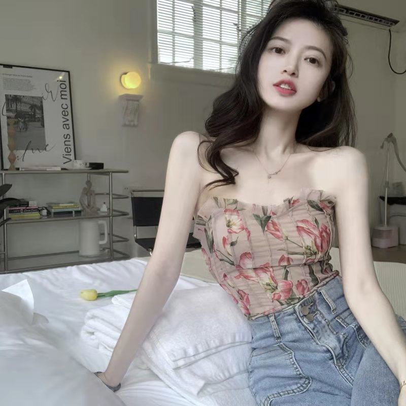 Áo Hai Dây Mỏng Hở Lưng Họa Tiết Hoa Phong Cách Pháp Thời Trang Mùa Hè Cho Nữ