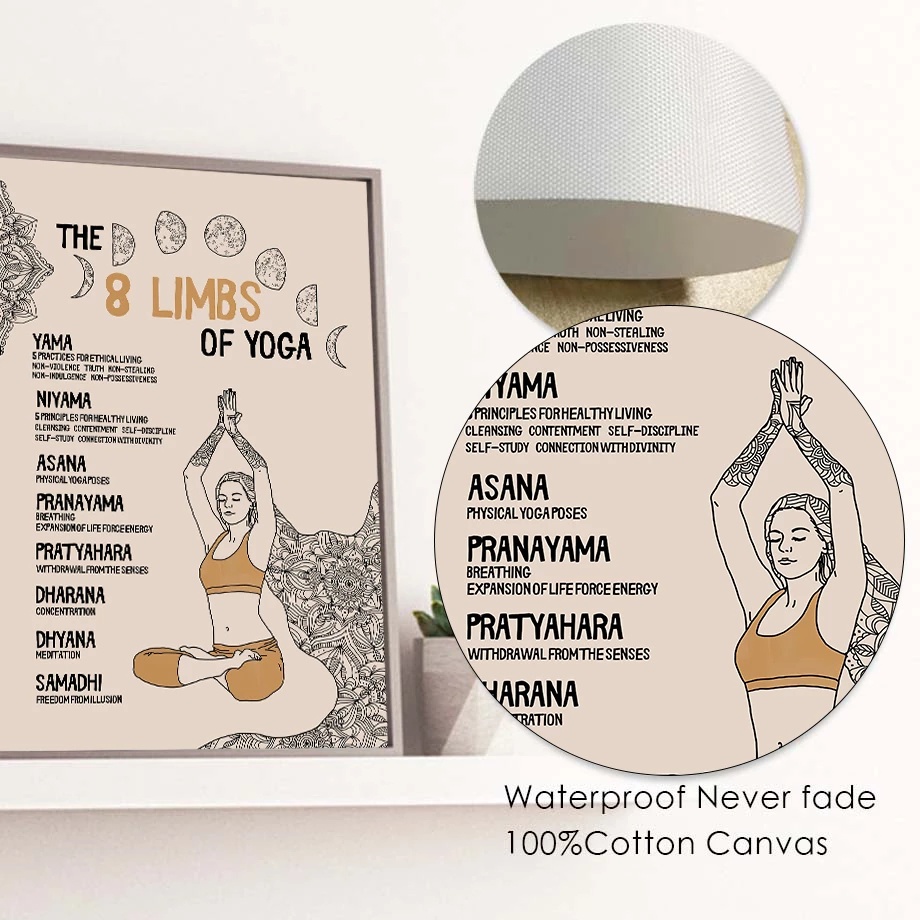 Tranh Vải Bạt Treo Tường In Hình Tiểu Thuyết Yoga Namaste Linh Hồn Không Khung Trang Trí Phòng Khách