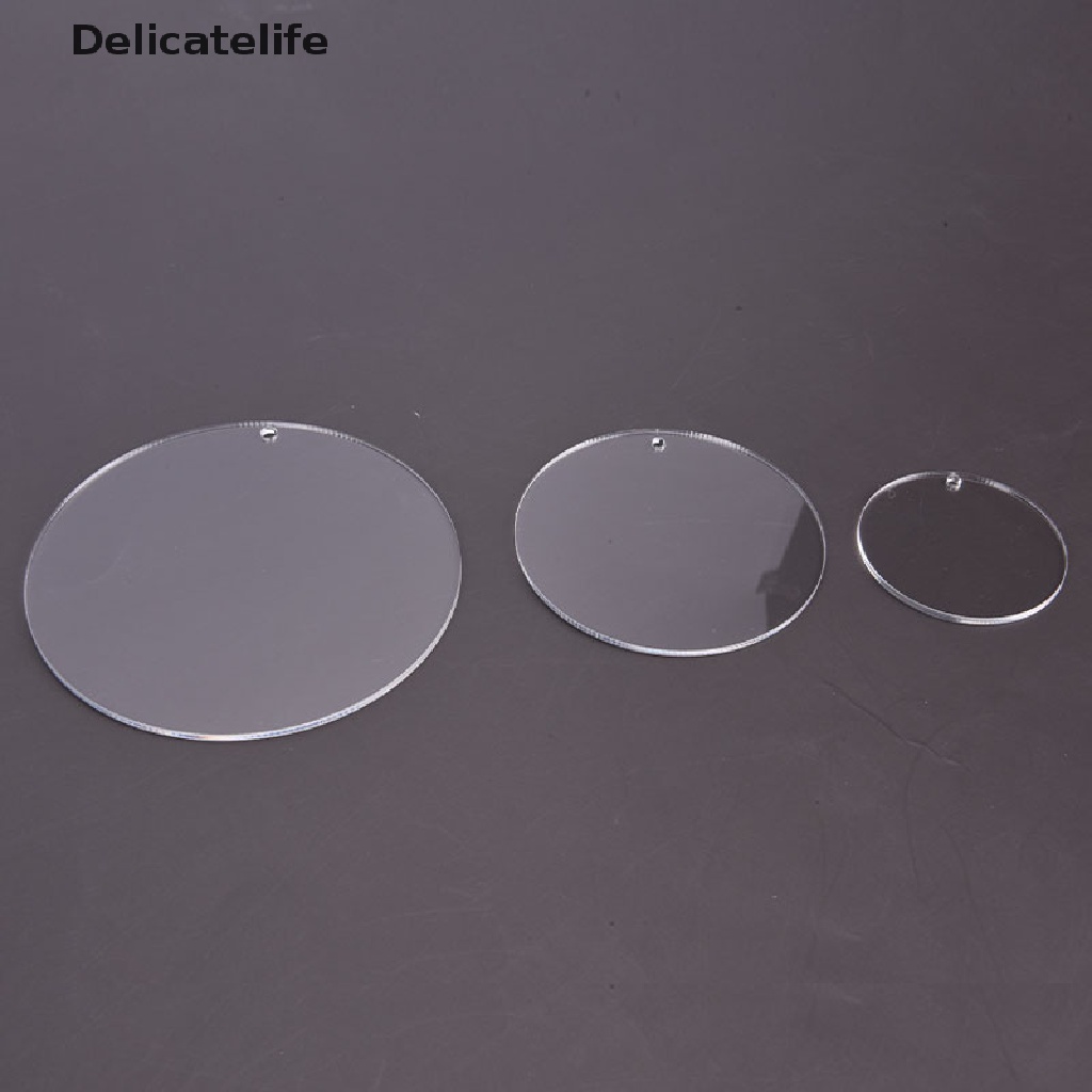 Set 10 mặt dây chuyền hình tròn bằng acrylic trong suốt DIY