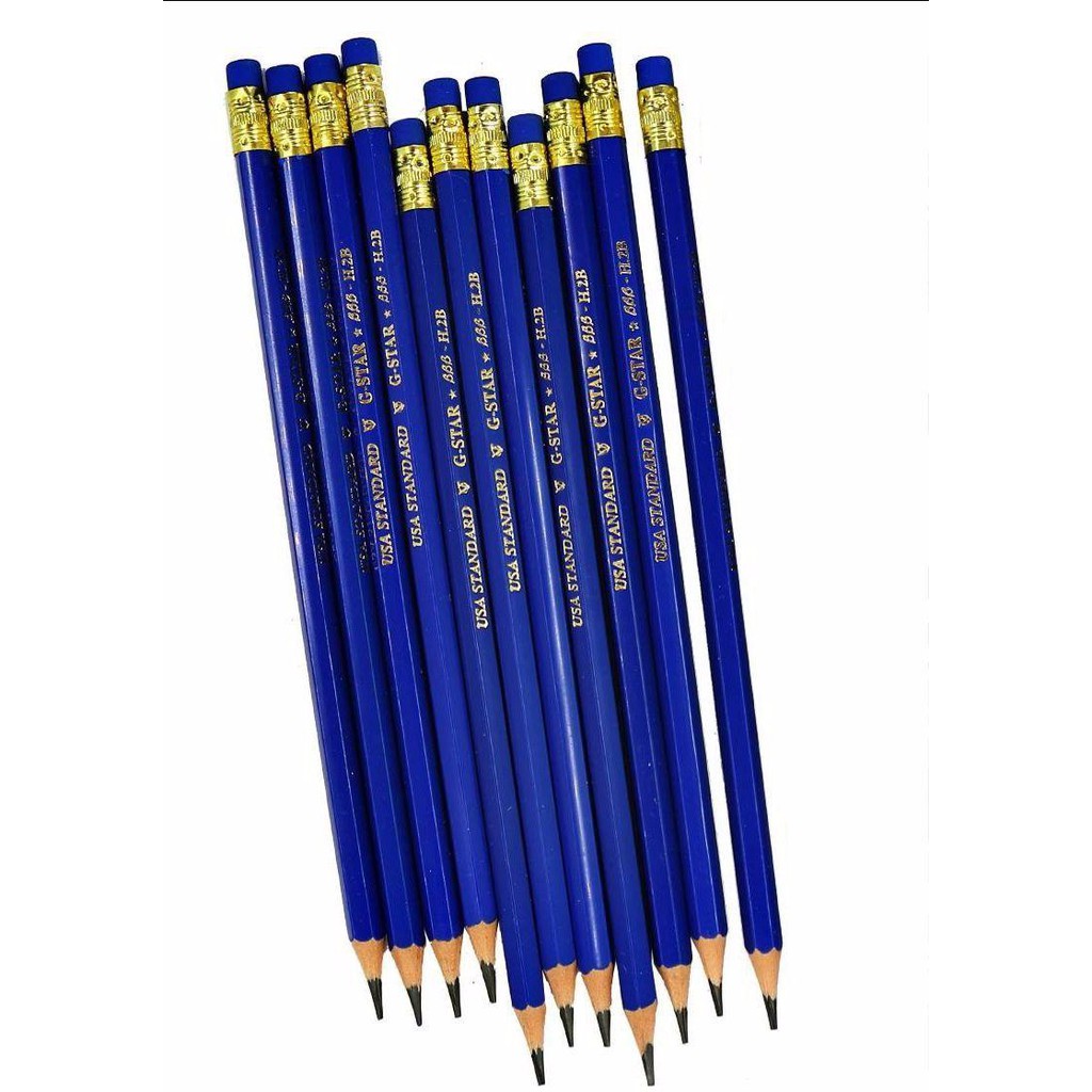 Hộp 12 cây bút chì HB G-STAR BBB, Bút chì B2 nét chữ nhỏ gọn thanh thoát, hiệu ứng màu tốt