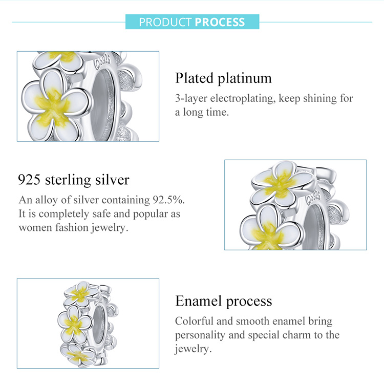 Mặt Vòng Tay Bamoer BSC447 Từ Bạc Thật 925 Hình Bông Hoa Lãng n DIY